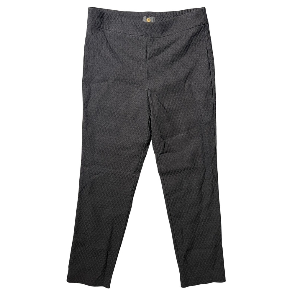JM Collection Women's M Black Quilted Pull-On Pants Stretch Knit Trousers